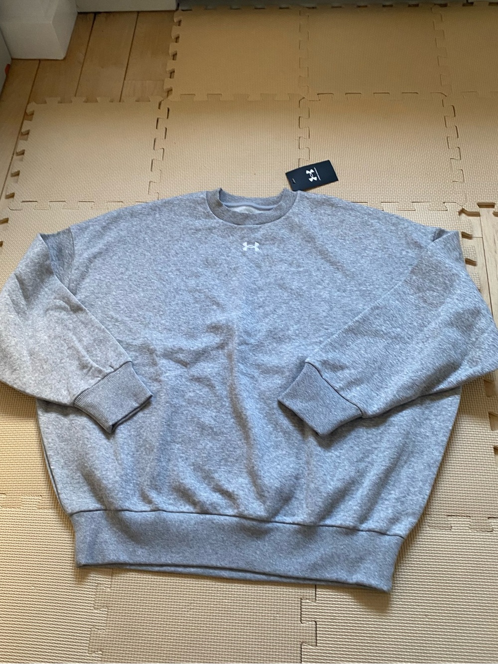 Under Armour Womens Heather Gray Rival Fleece Crewneck Sweatshirt Medium M